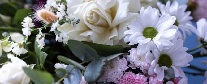 Bouquet of flowers on a blue background. High quality photo